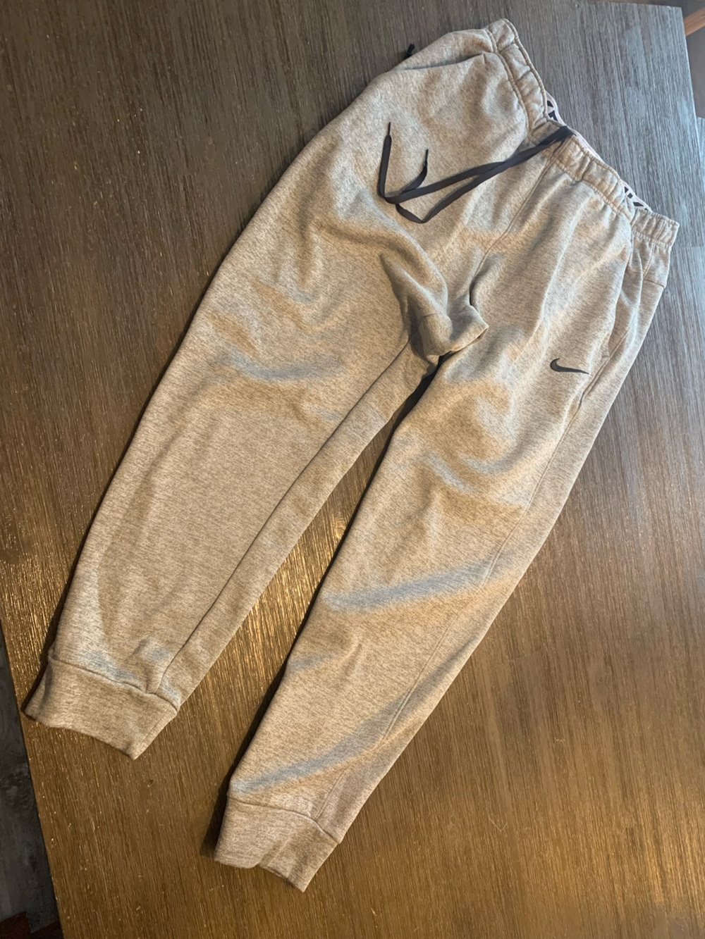 Nike Gray Men's Fleece Joggers with Black Swoosh